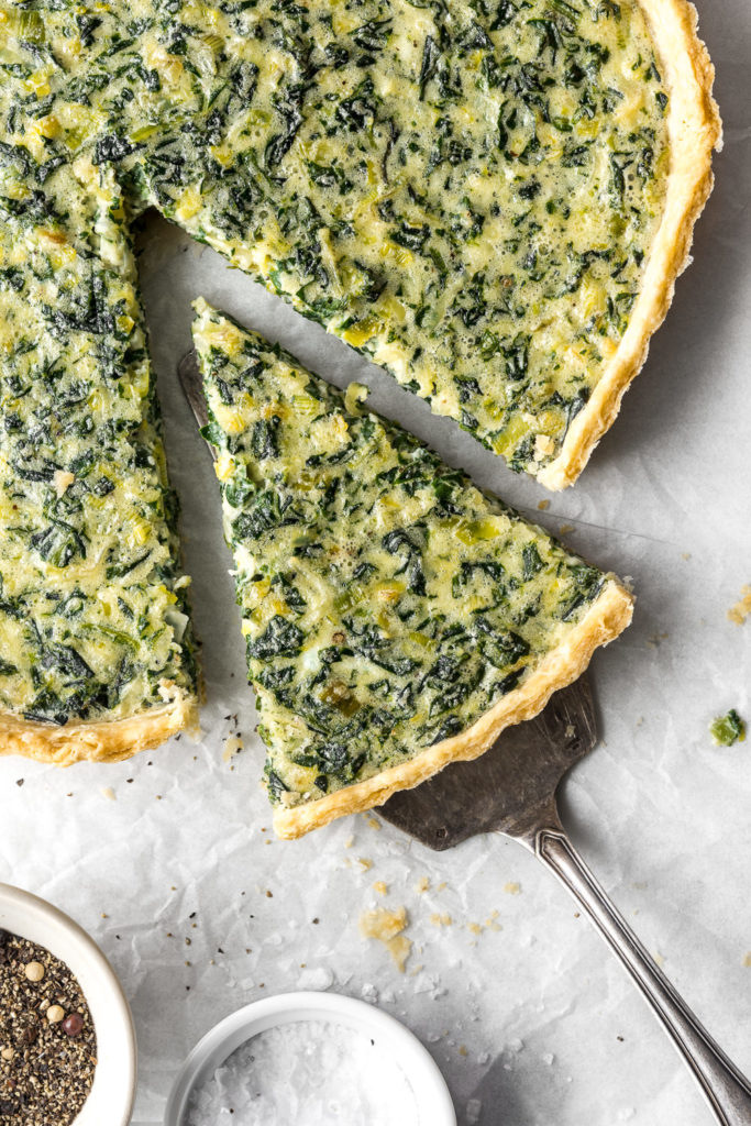 leek tart with swiss chard and pecorino