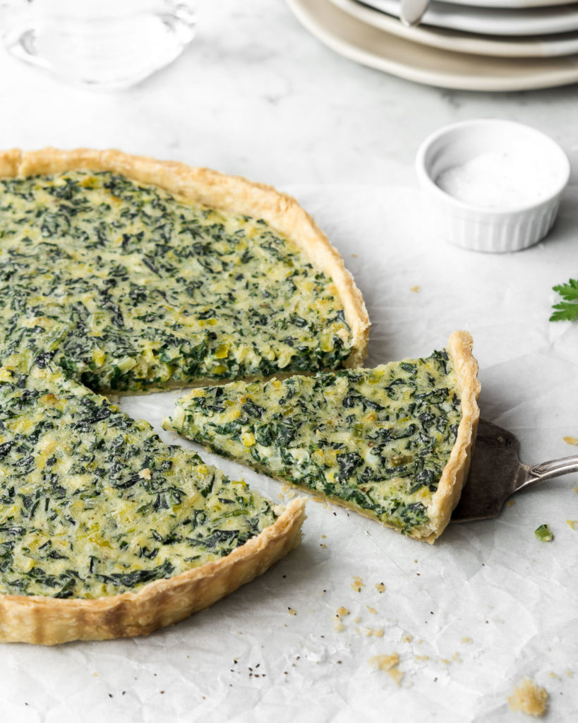 savory chard tart with leeks and pecorino