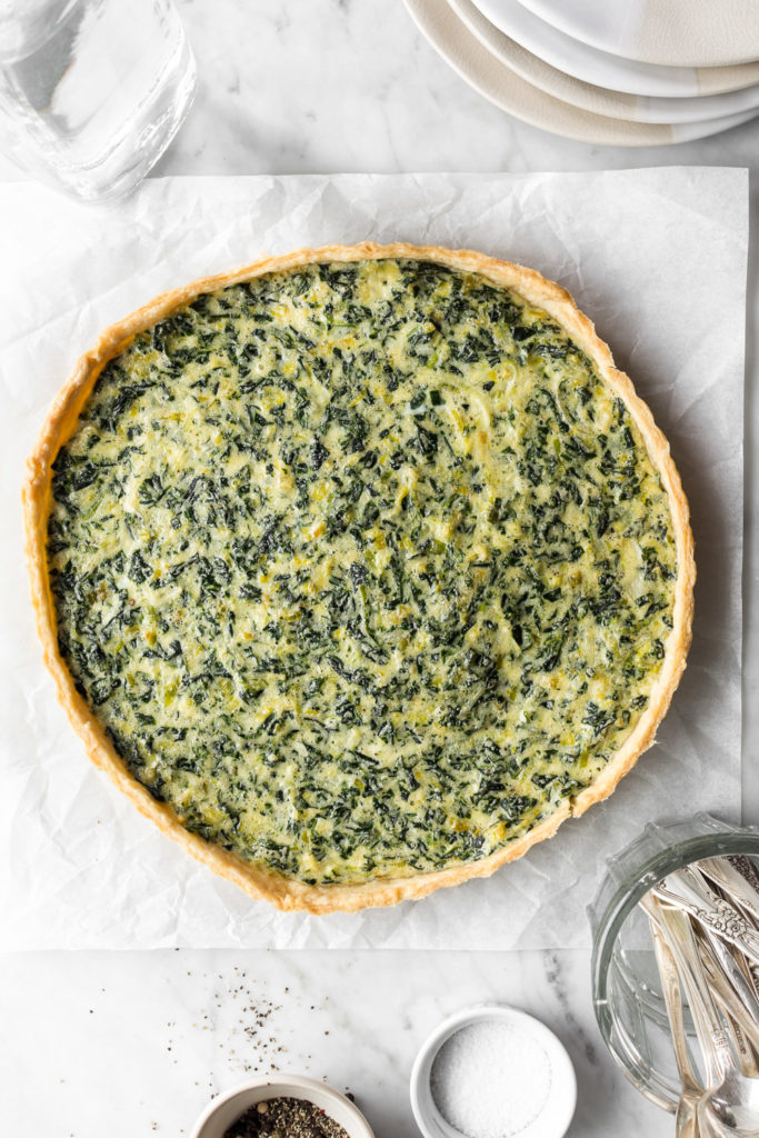 swiss chard tart with leeks and pecorino