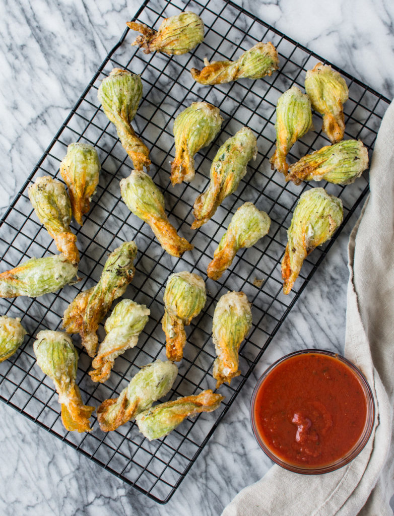 ricotta and herb stuffed squash blossoms-- with spice seasonal food blog
