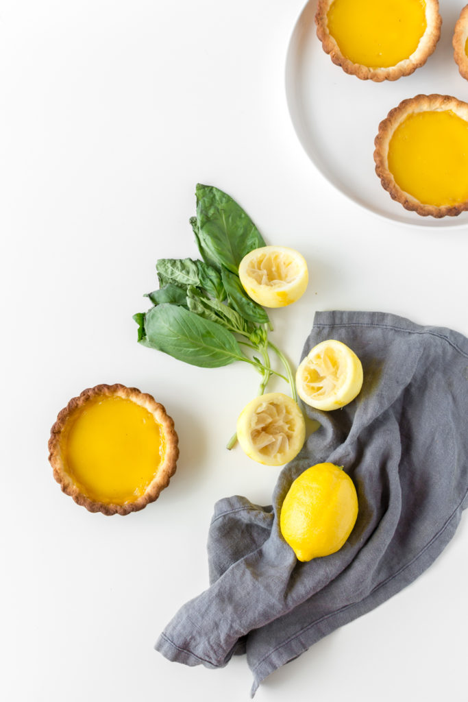 lemon custard tart with basil