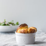 cheese soufflé with soubise sauce