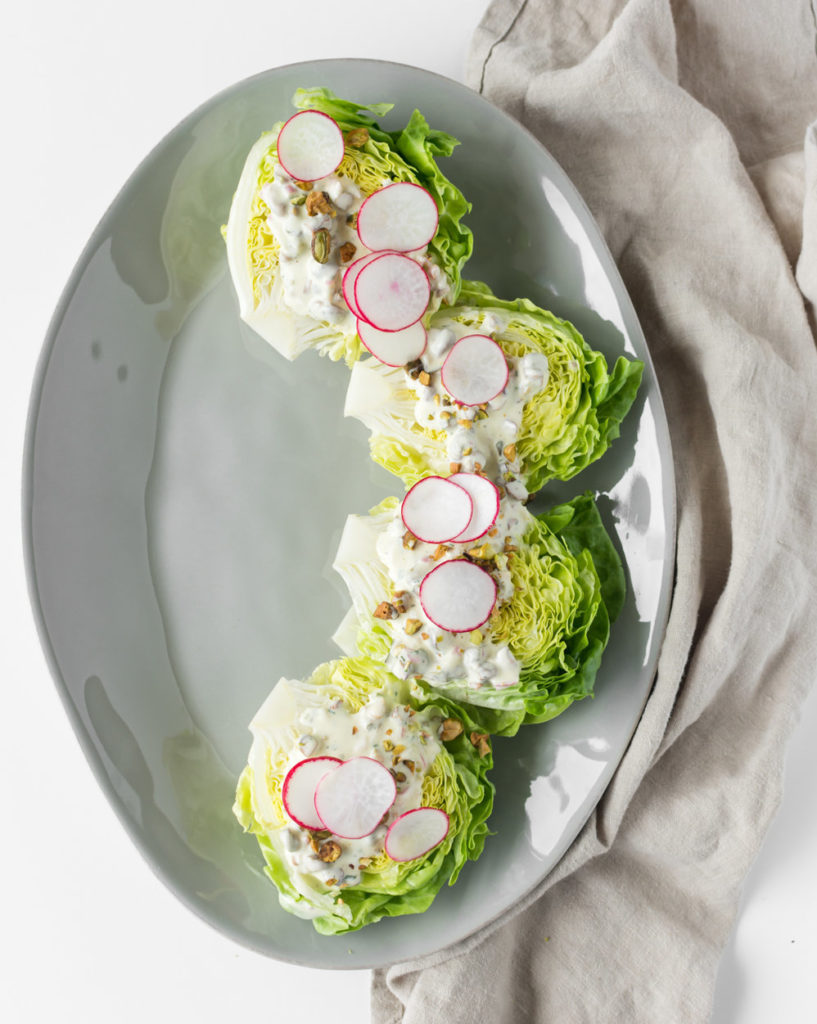 butter lettuce and creamy pistachio wedge salad