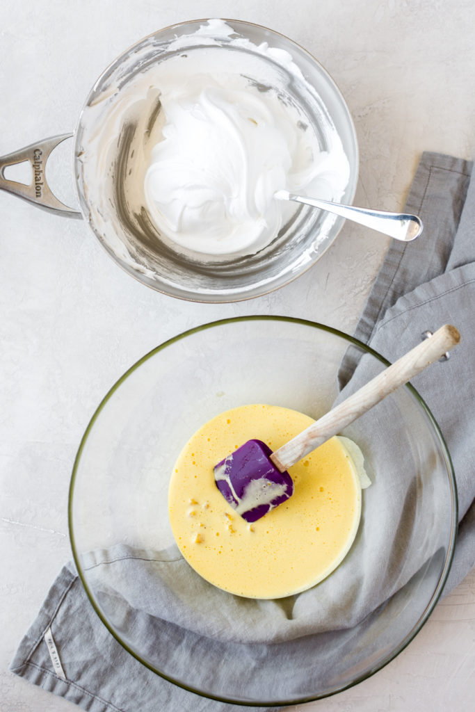 folding whipped cream and zabaglione to make frozen summer dessert