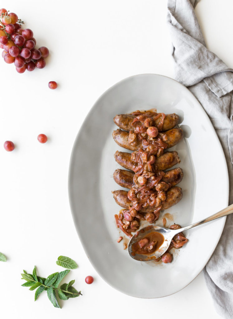 italian sausage with grapes and balsamic vinegar