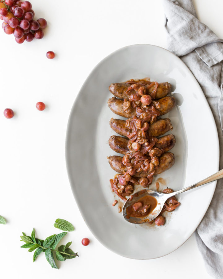 sweet italian sausage with grapes and balsamic vinegar