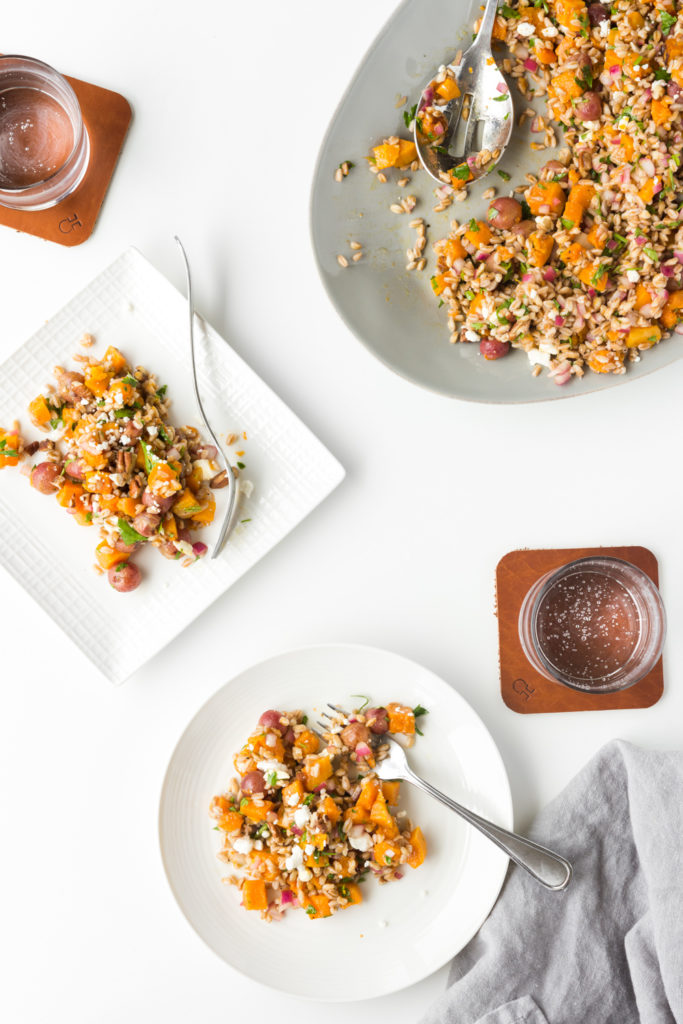 butternut squash salad with farro and roasted grapes-- withspice seasonal food blog