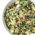 kale brussels sprouts salad with pecorino and almonds-- withspice seasonal food blog