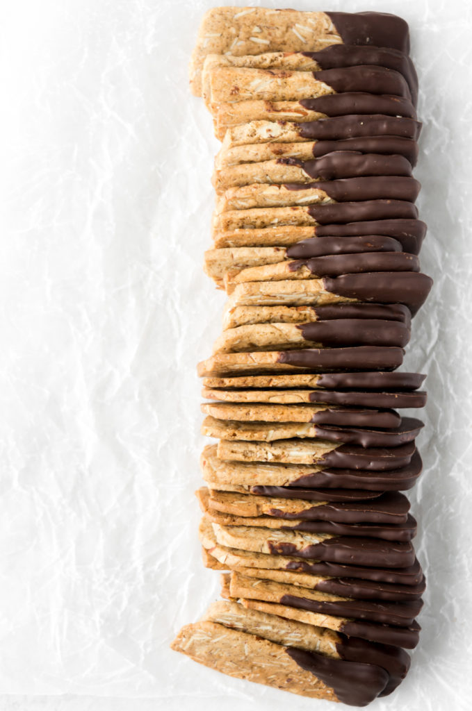 chocolate dipped almond cookies (pains damande)