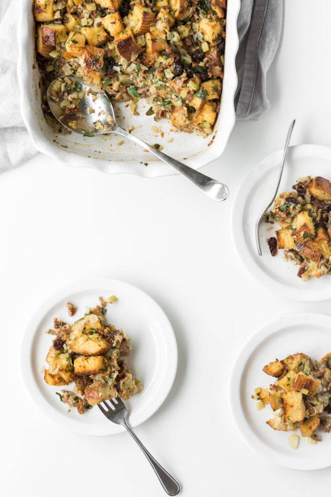 thanksgiving stuffing with sausage and tart cherries