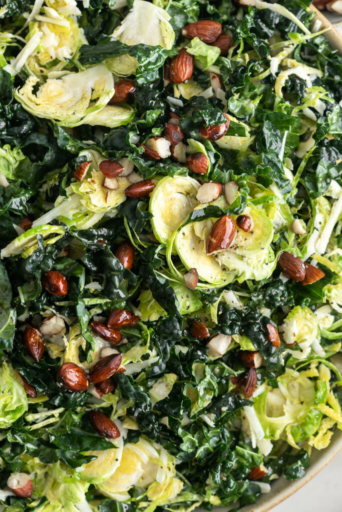 shaved brussel sprout and kale salad