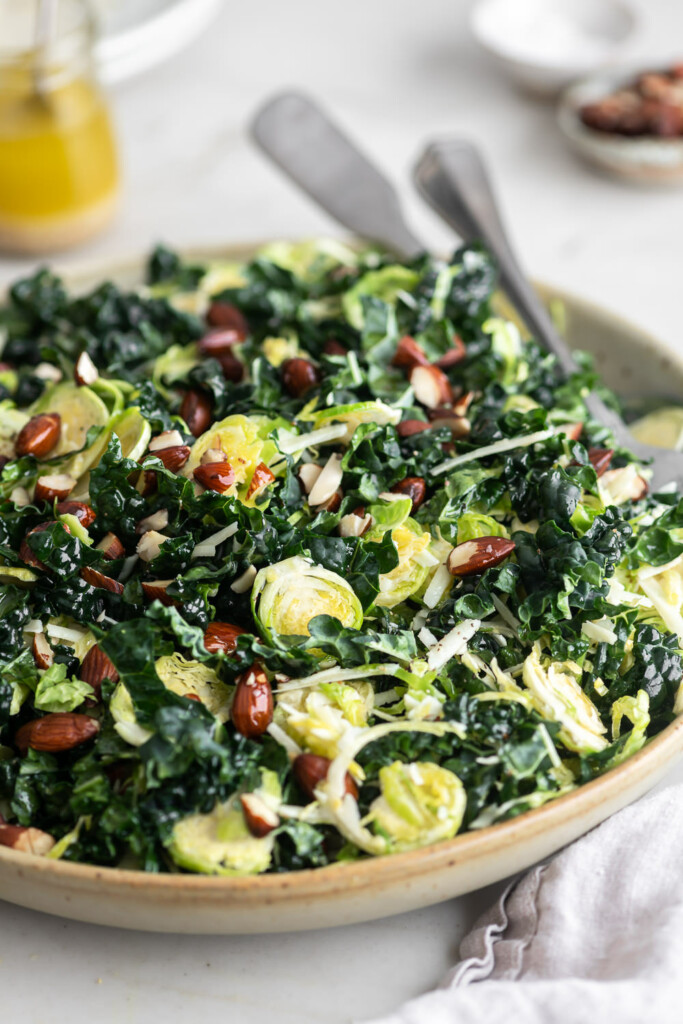 shredded kale and brussel sprout salad