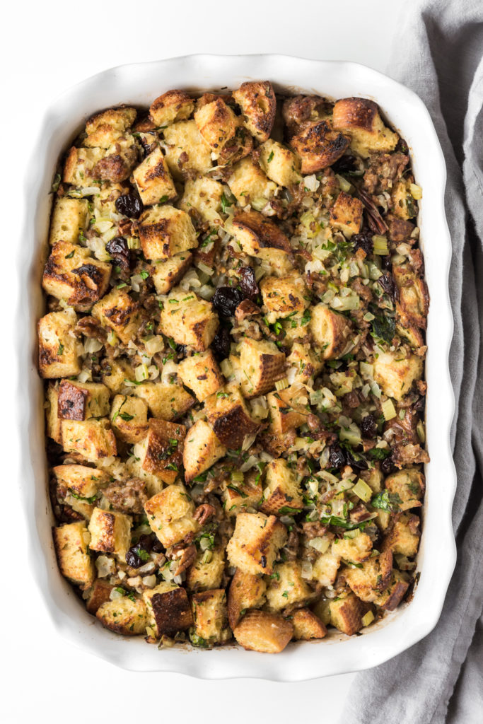 sourdough stuffing with tart cherries and sausage