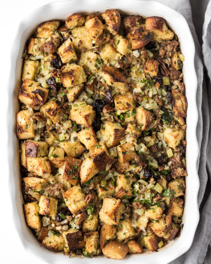 sourdough stuffing with tart cherries and sausage