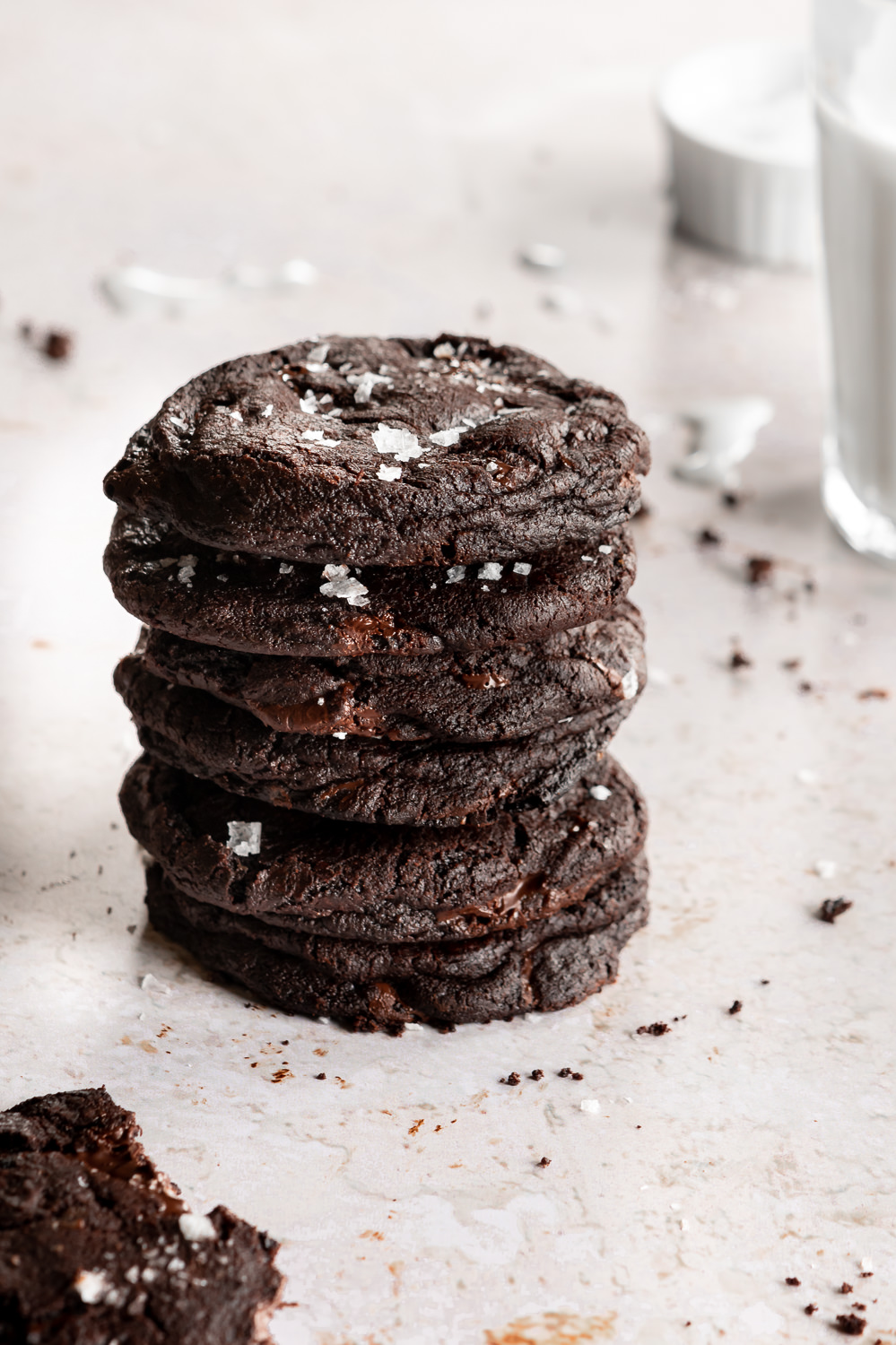 Salted Double Dark Chocolate Cookies