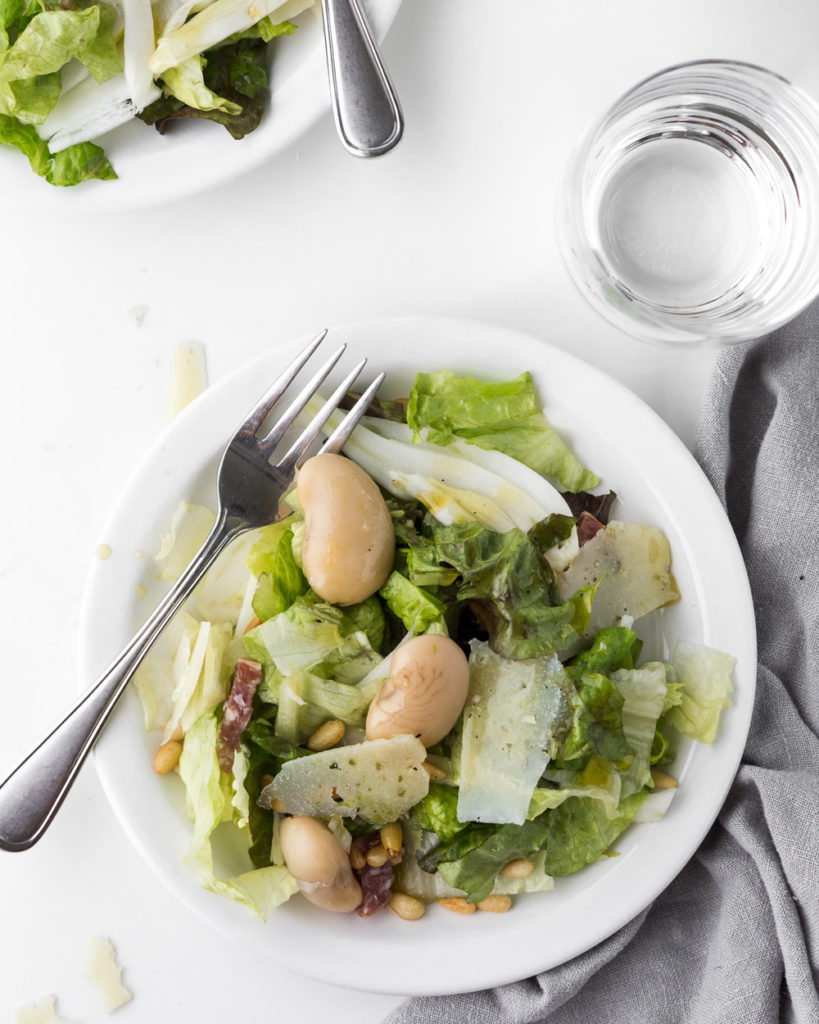 gigante bean salad with salami, fennel and butter lettuce-- withspice seasonal food blog