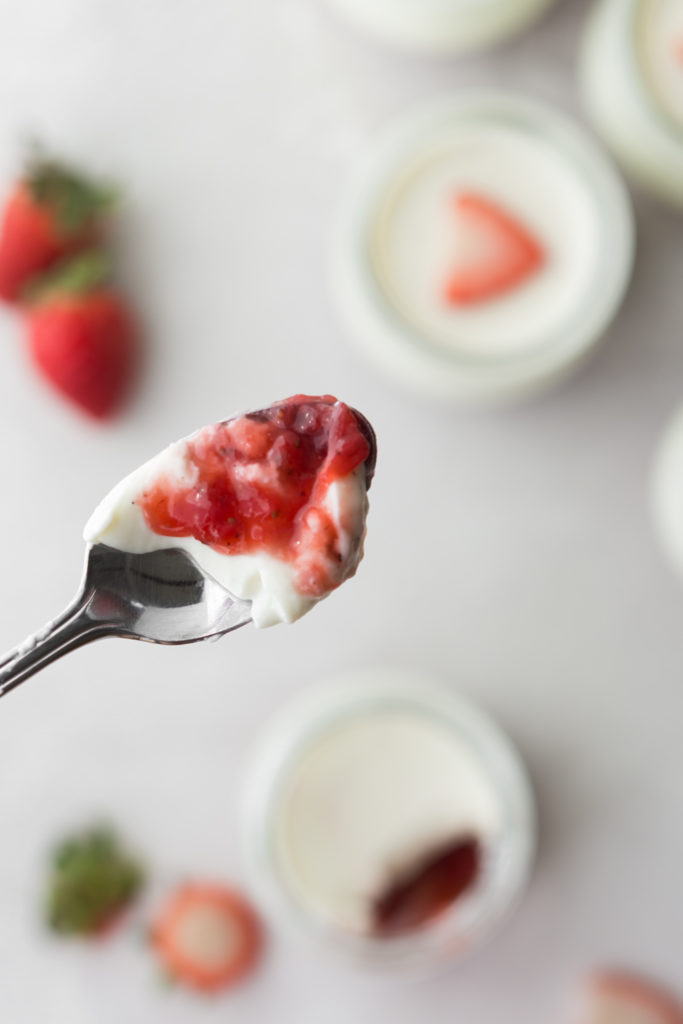 sour cream panna cotta with black pepper strawberry jam