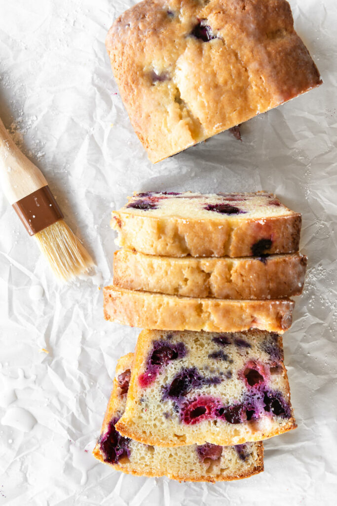 triple berry creme fraiche cake with lemon zest