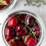 quick pickled cherries with black pepper and thyme