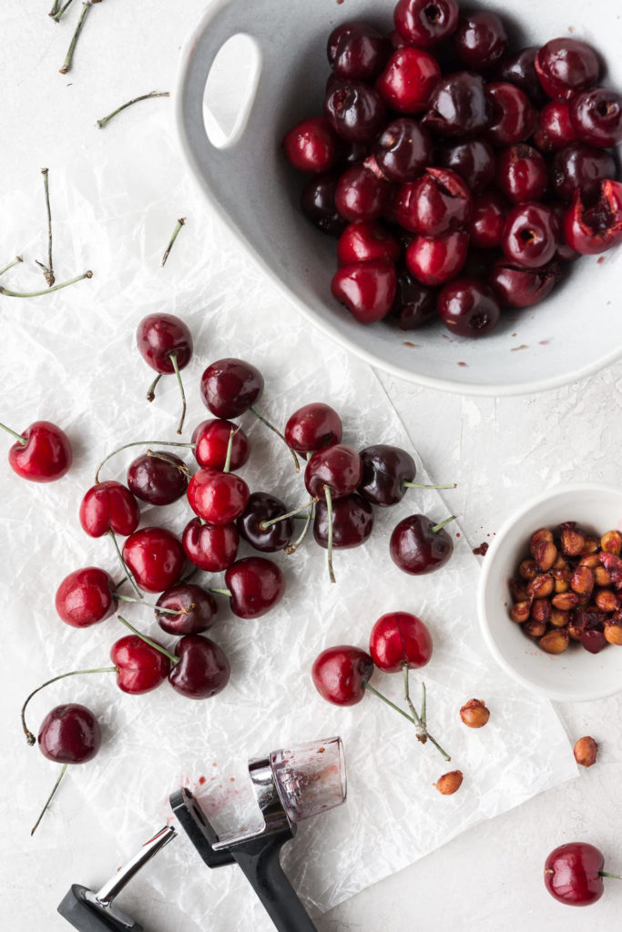 pickled cherries with black pepper and thyme