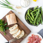 fava bean crostini with ricotta and prosciutto