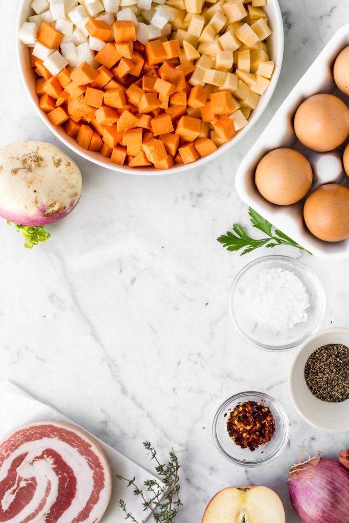 how to make breakfast hash with poached eggs