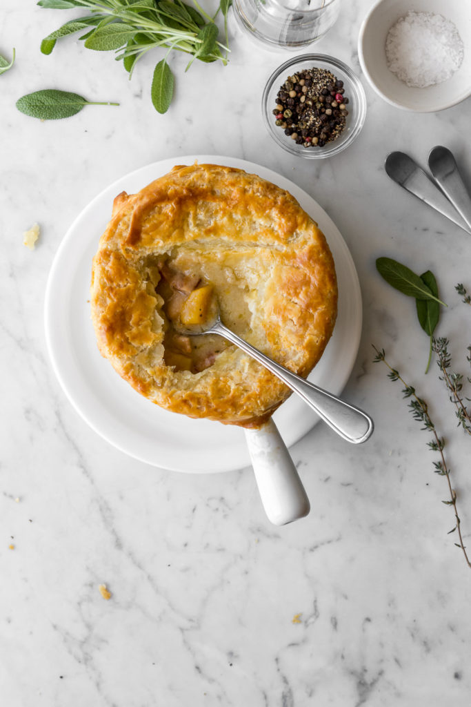savory pumpkin pot pie with white beans and bacon3