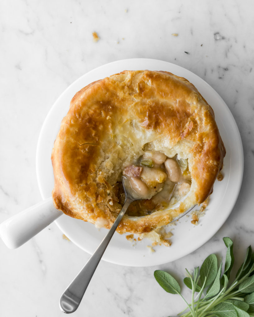 savory pumpkin pot pie with white beans and bacon5