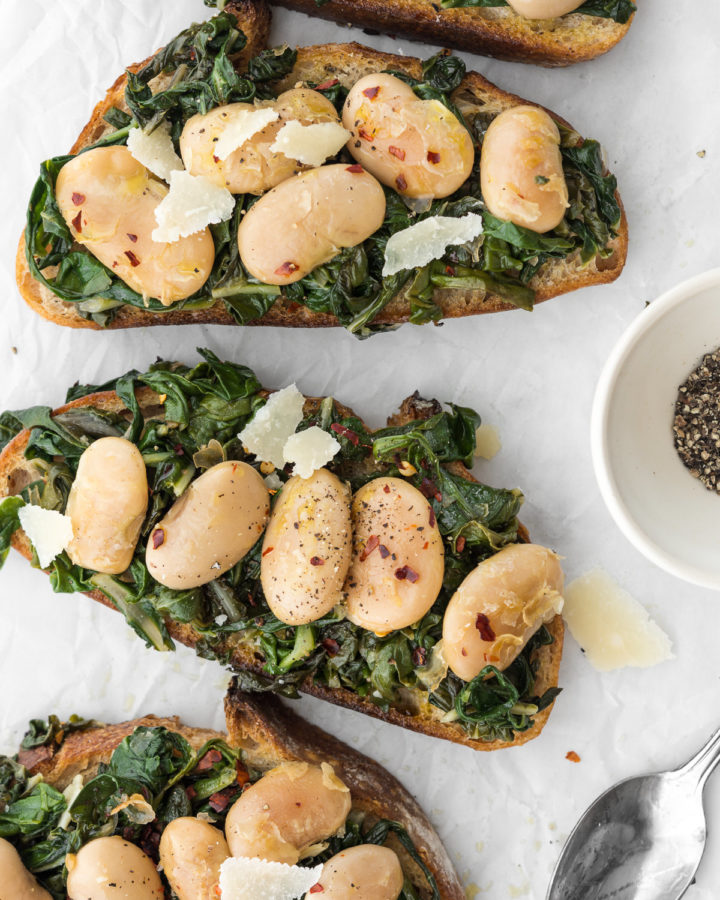 swiss chard and giant white beans on toast-- withspice food blog