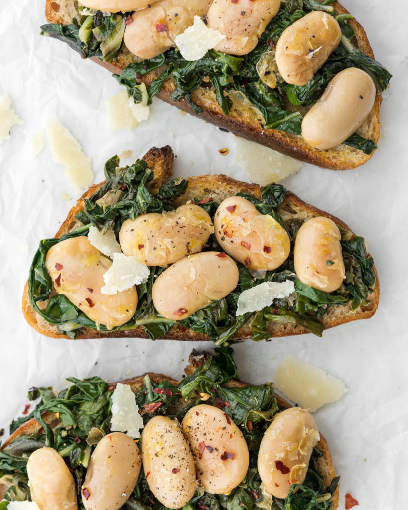 giant beans and greens toast recipe