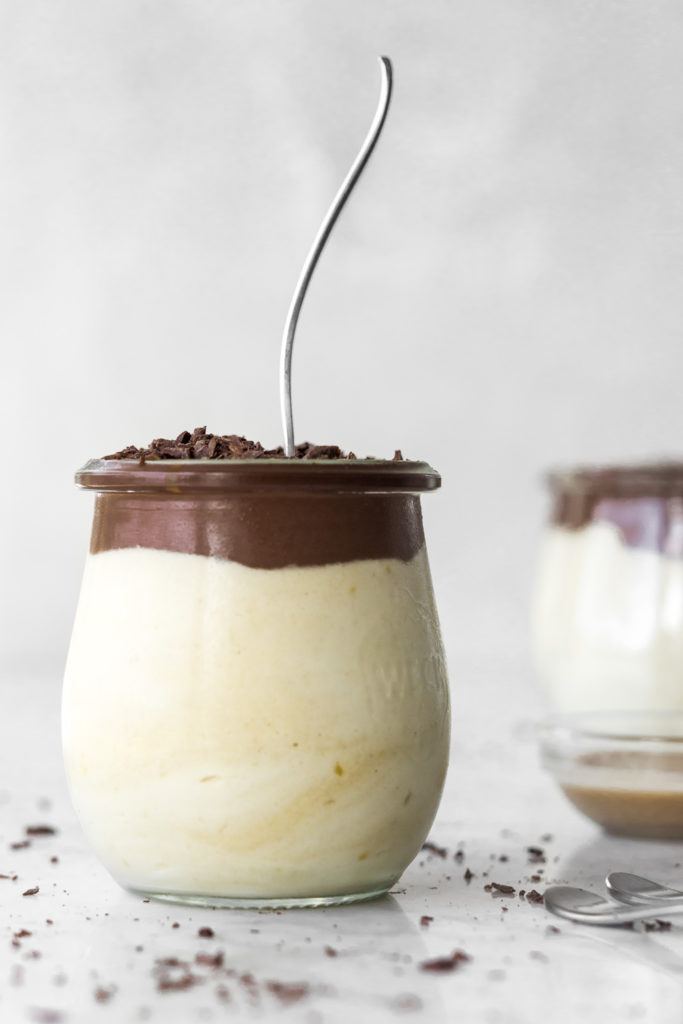 tahini mousse dessert layered with chocolate ganache-- withspice seasonal recipes