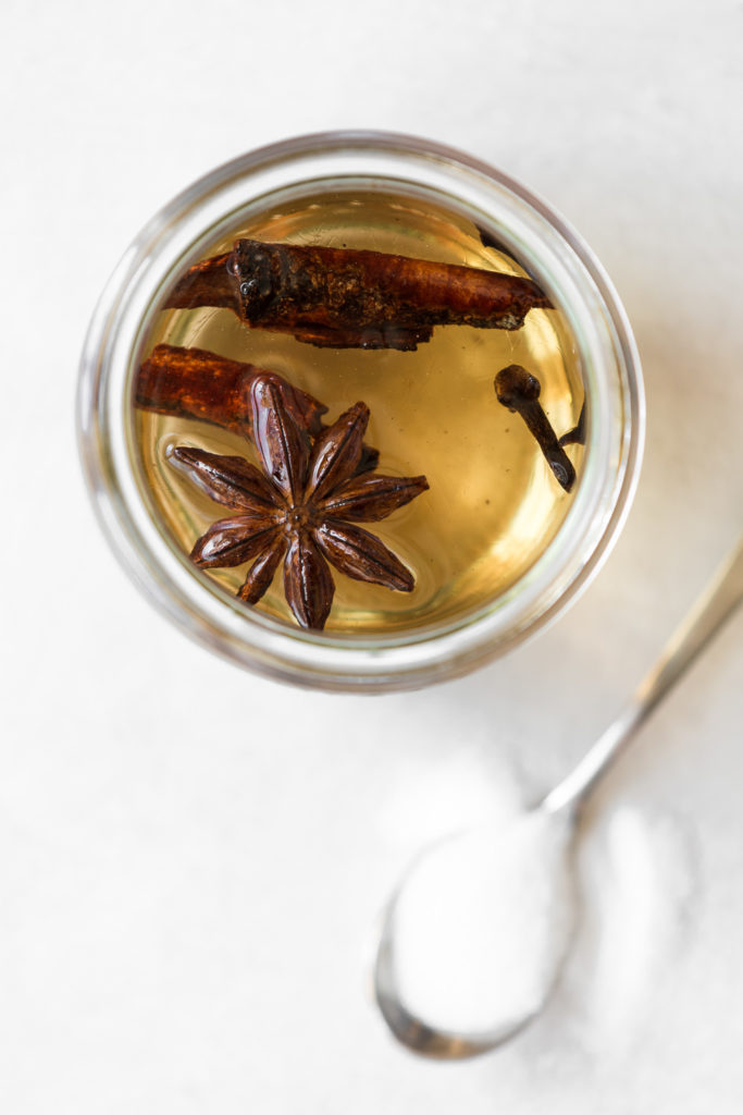 spiced simple syrup with cinnamon, cloves and star anise