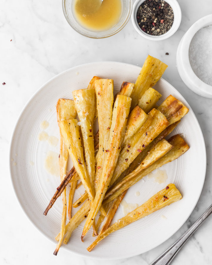 roasted glazed parsnips with maple, butter, ginger recipe