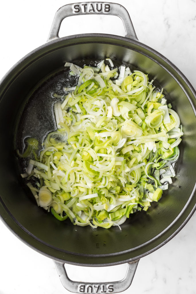 buttery melted leeks