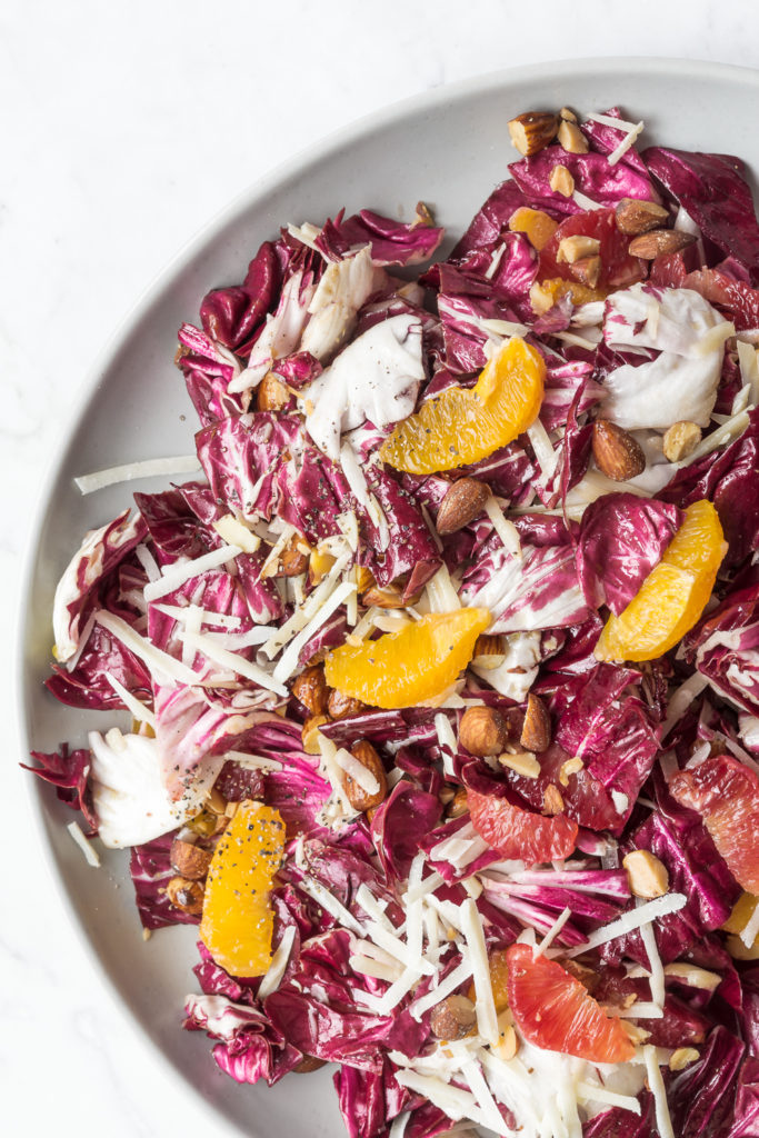 radicchio salad with oranges, pecorino and smoked almonds