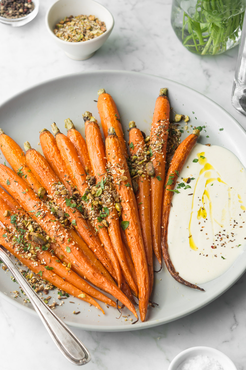 roasted whole carrots with pistachio dukkah With Spice