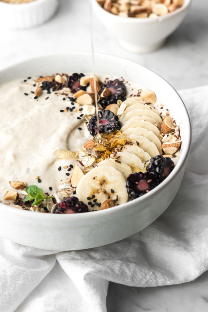 banana smoothie bowl with tahini