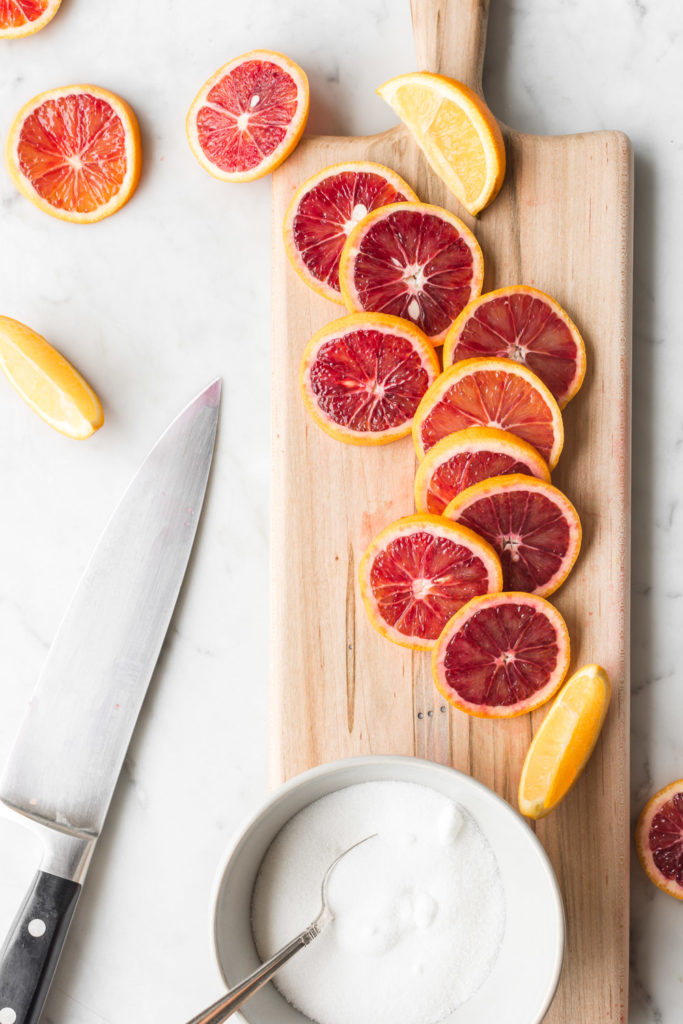 candied blood orange slices