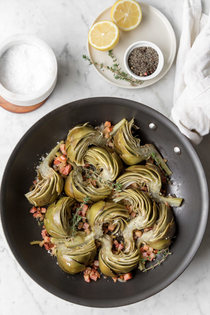 braised artichokes with pancetta