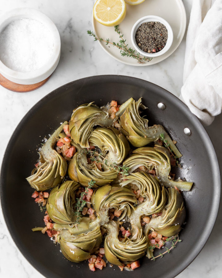 braised artichokes with pancetta