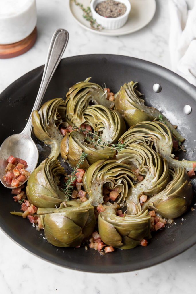 braised artichokes with pancetta and thyme