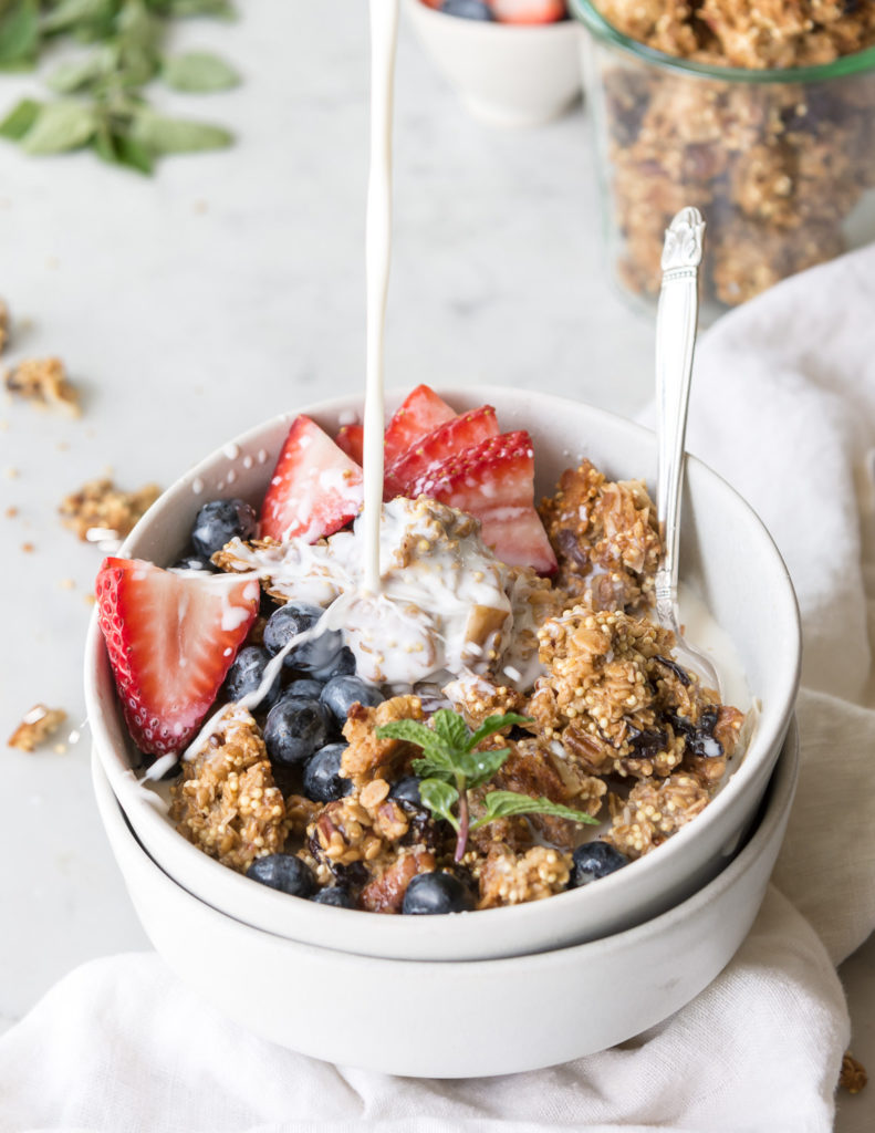 crunchy homemade granola clusters with olive oil and maple