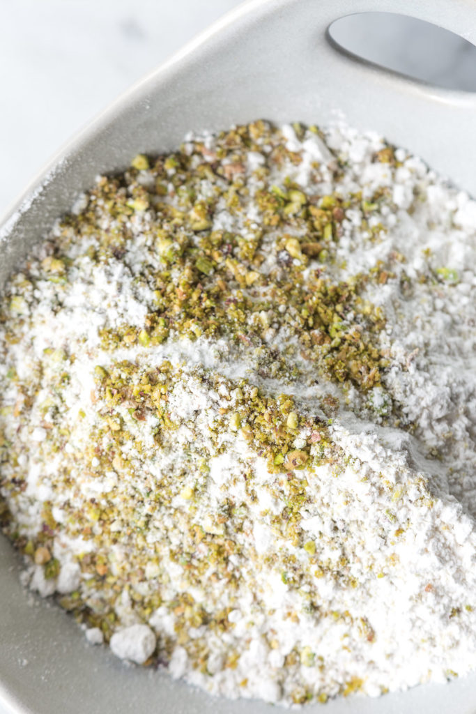 ground pistachios and flour