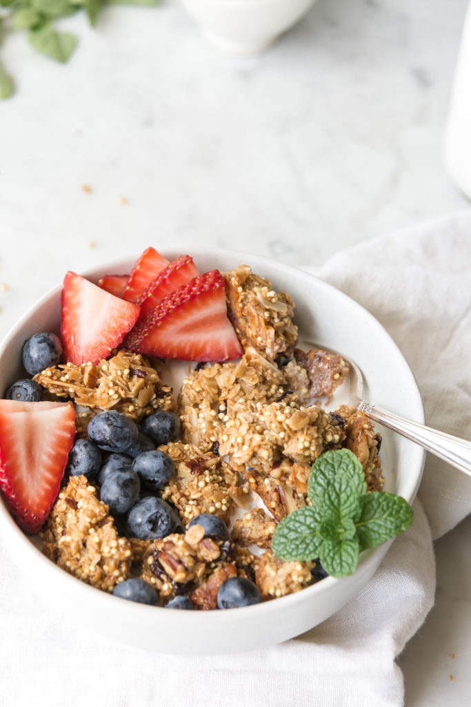 maple olive oil granola clusters