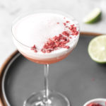 mezcal cocktail with strawberries and ginger