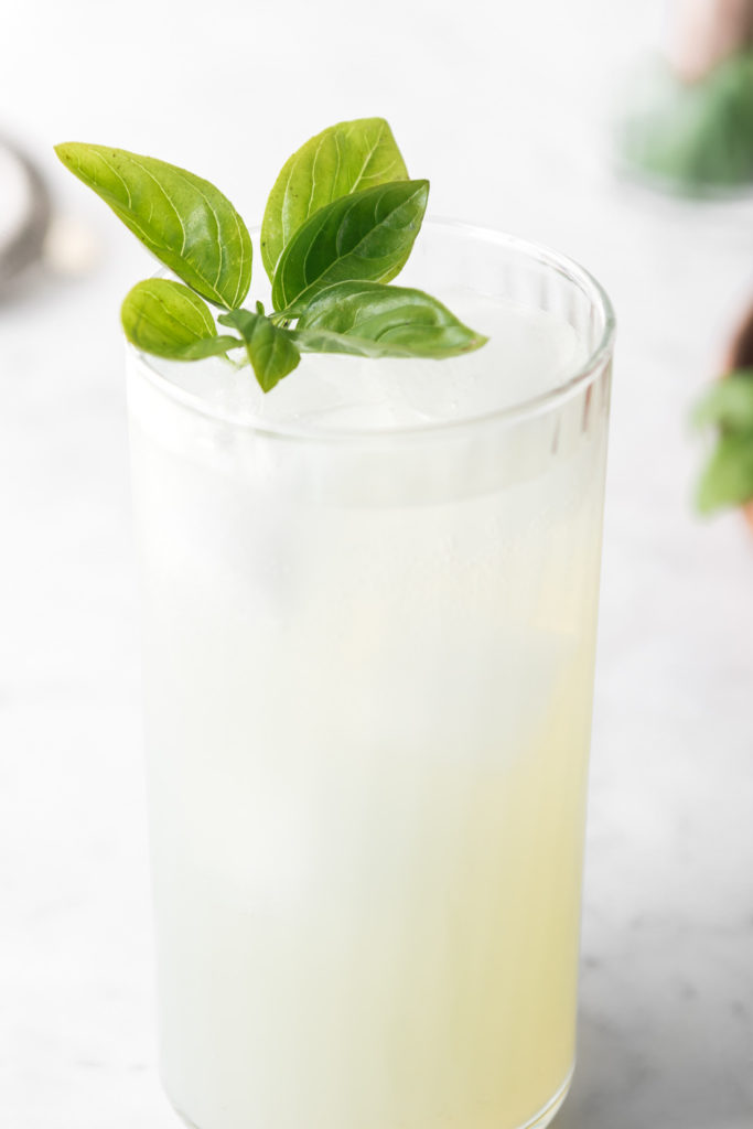 basil mojito with coconut water and rum