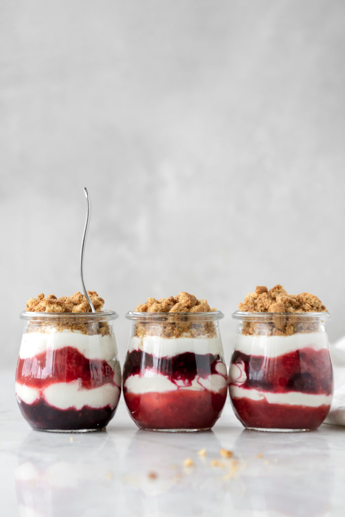 cheesecake parfait with fresh berry jam