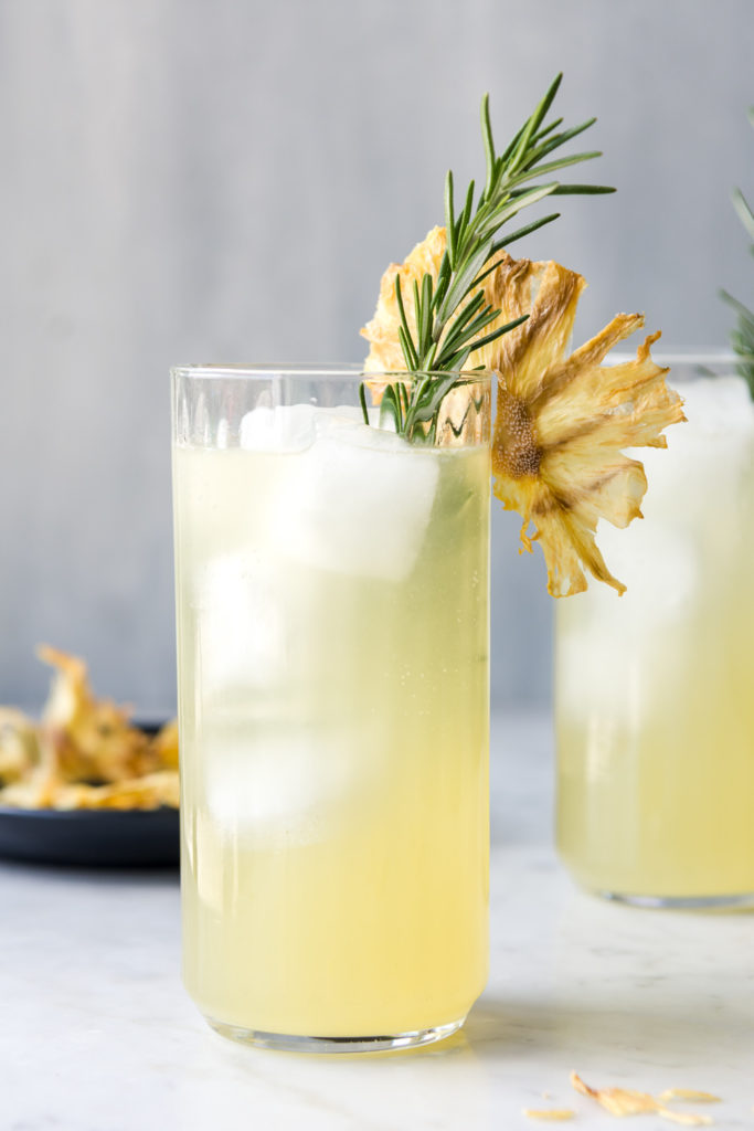 pineapple fizz with rosemary and white rum