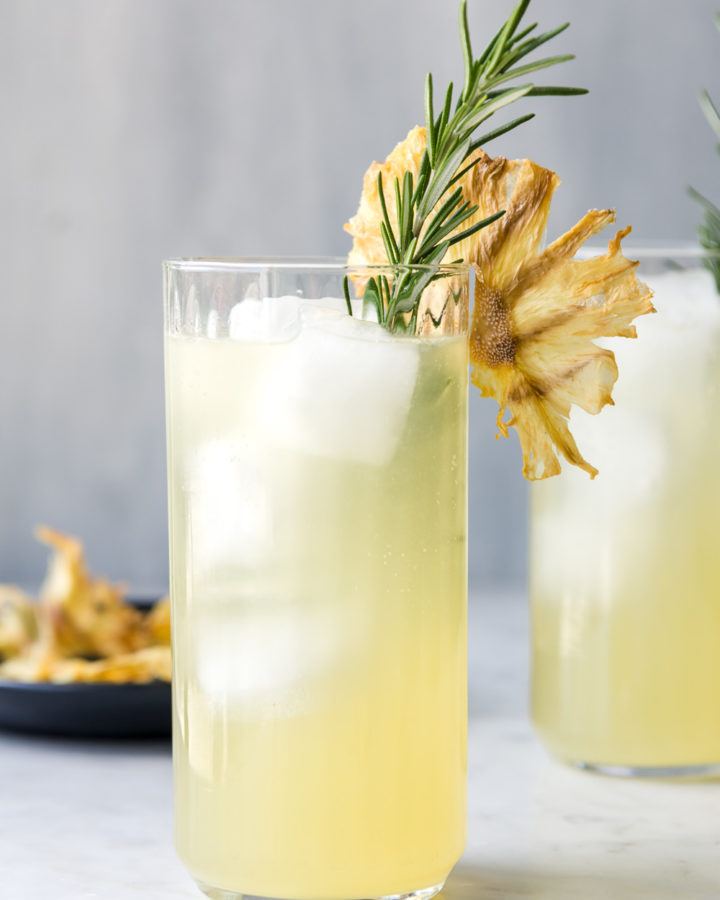 pineapple fizz with rosemary and white rum