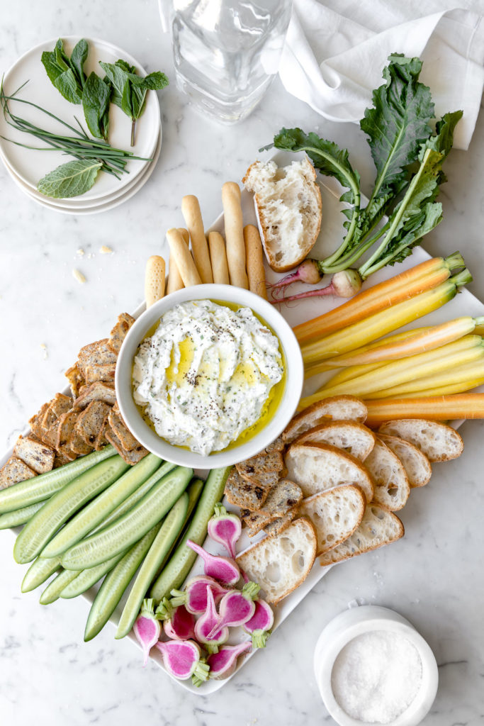 ricotta cheese dip with fresh herbs and lemon